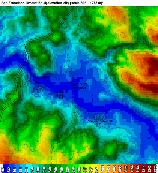 San Francisco Ozomatlán elevation map