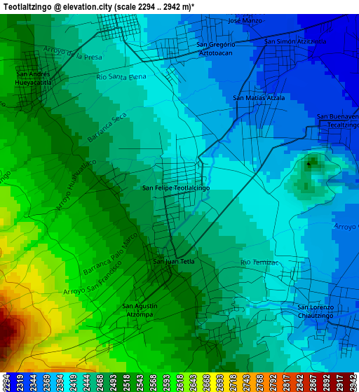 Teotlaltzingo elevation map