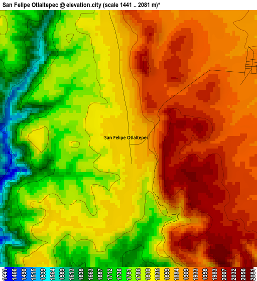 San Felipe Otlaltepec elevation map