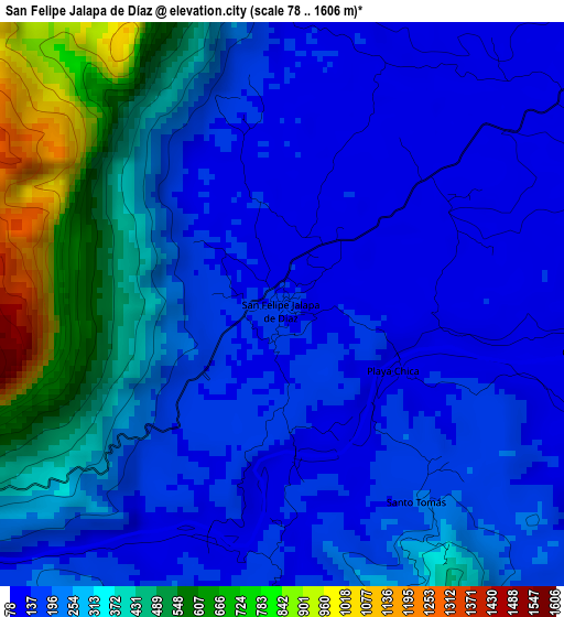 San Felipe Jalapa de Díaz elevation map