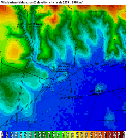 Villa Mariano Matamoros elevation map