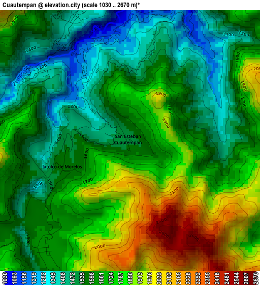 Cuautempan elevation map