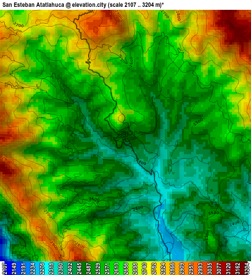 San Esteban Atatlahuca elevation map