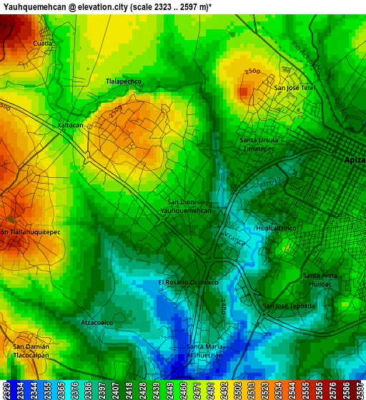Yauhquemehcan elevation map