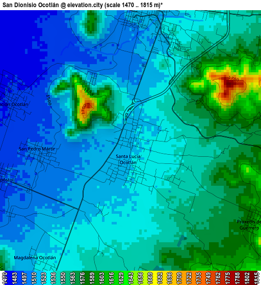 San Dionisio Ocotlán elevation map