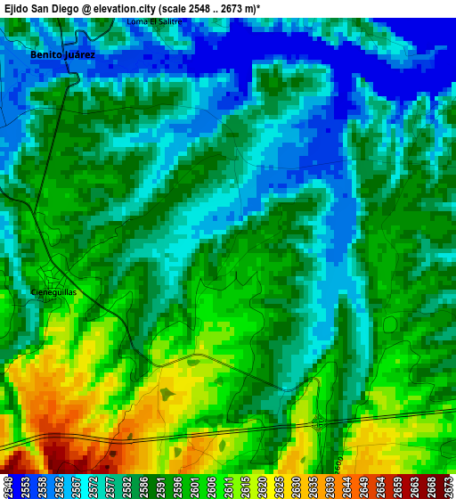 Ejido San Diego elevation map