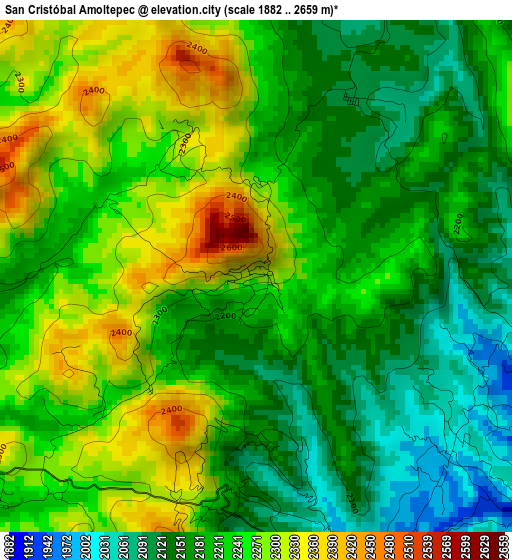 San Cristóbal Amoltepec elevation map