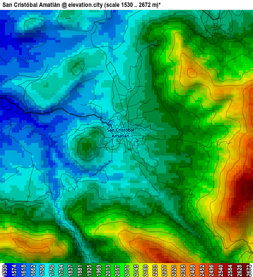 San Cristóbal Amatlán elevation map