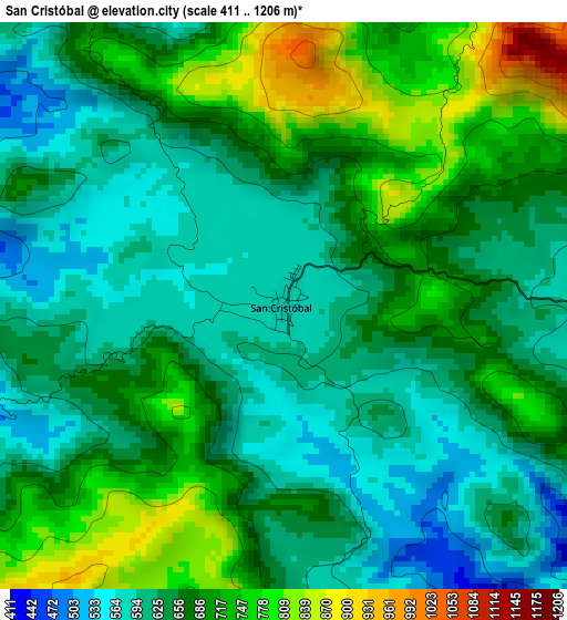 San Cristóbal elevation map