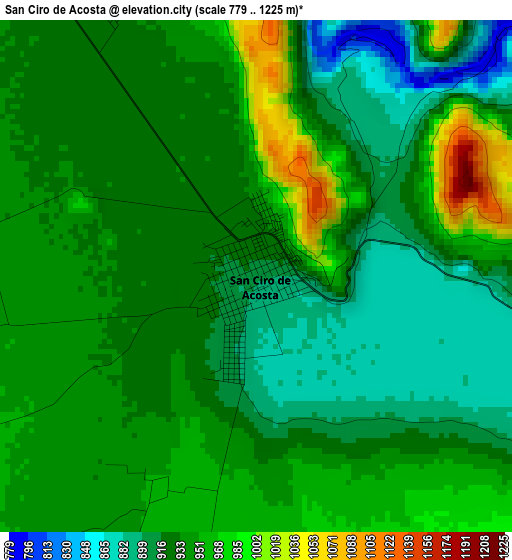 San Ciro de Acosta elevation map