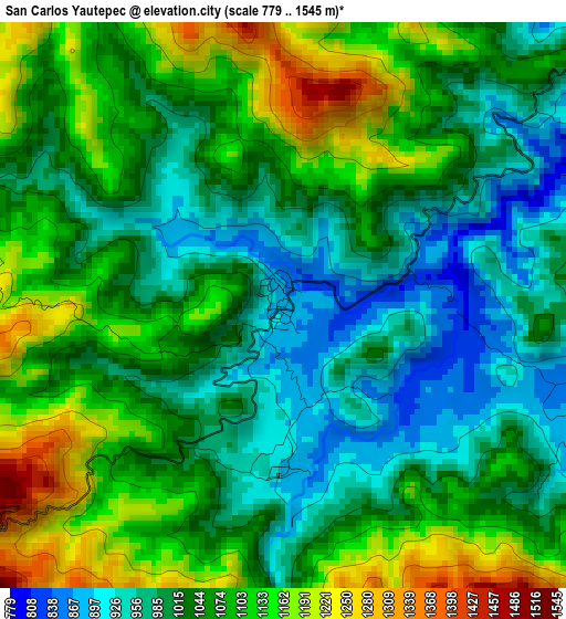 San Carlos Yautepec elevation map