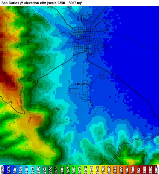 San Carlos elevation map