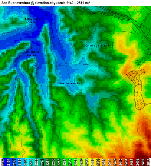 San Buenaventura elevation map