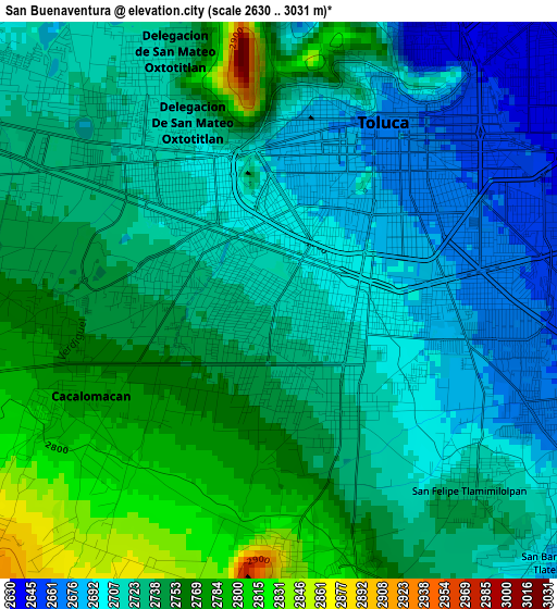 San Buenaventura elevation map