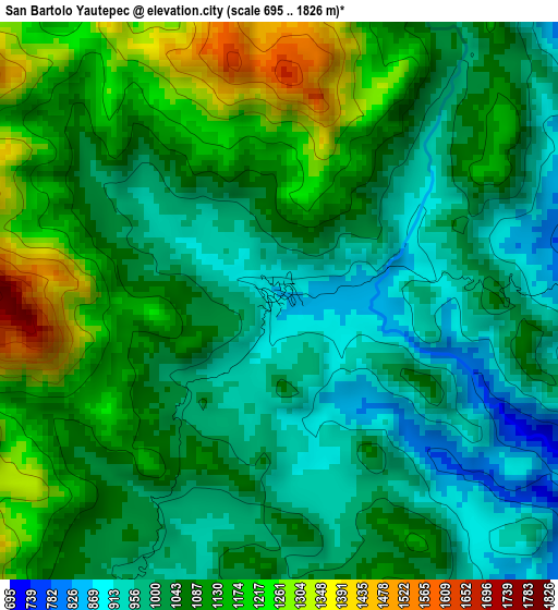 San Bartolo Yautepec elevation map