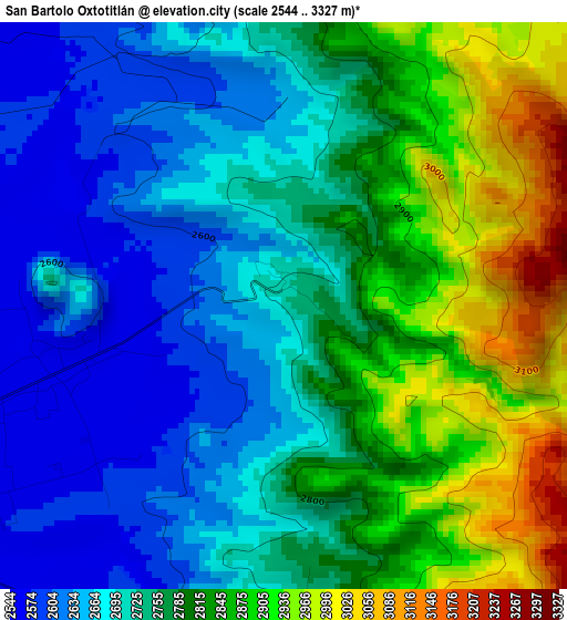 San Bartolo Oxtotitlán elevation map