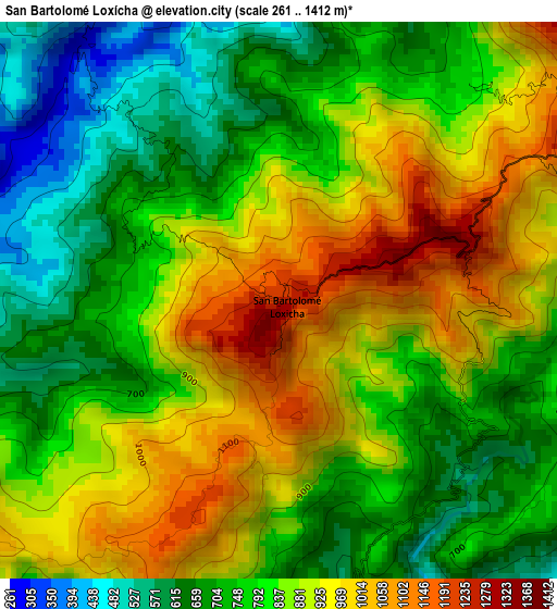 San Bartolomé Loxícha elevation map