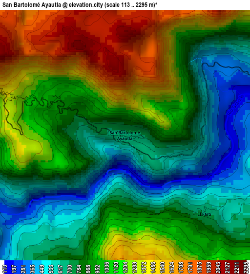 San Bartolomé Ayautla elevation map