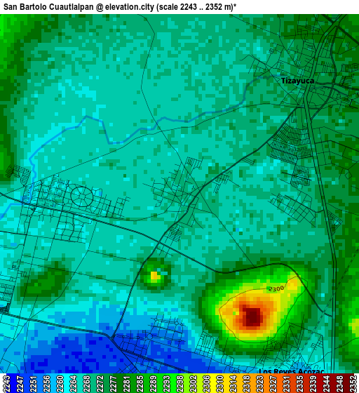 San Bartolo Cuautlalpan elevation map