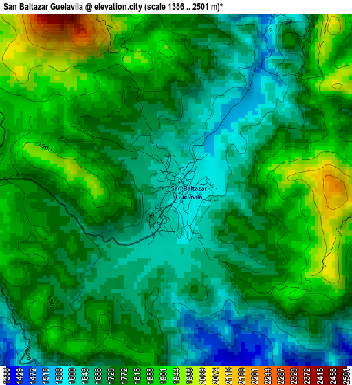 San Baltazar Guelavila elevation map