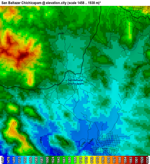 San Baltazar Chichicapam elevation map