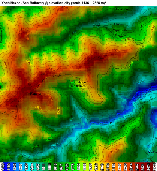 Xochitlaxco (San Baltazar) elevation map