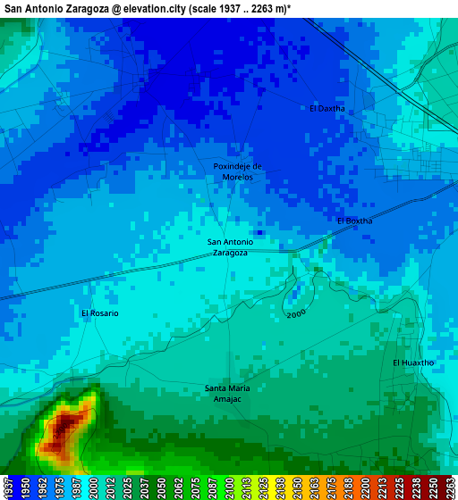 San Antonio Zaragoza elevation map