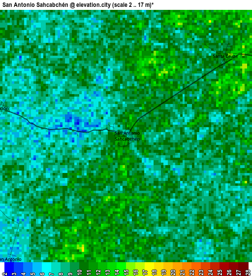 San Antonio Sahcabchén elevation map