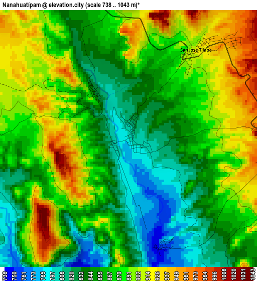 Nanahuatípam elevation map