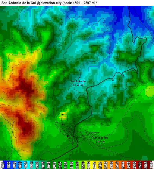 San Antonio de la Cal elevation map