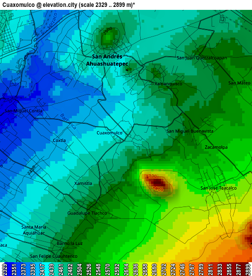 Cuaxomulco elevation map