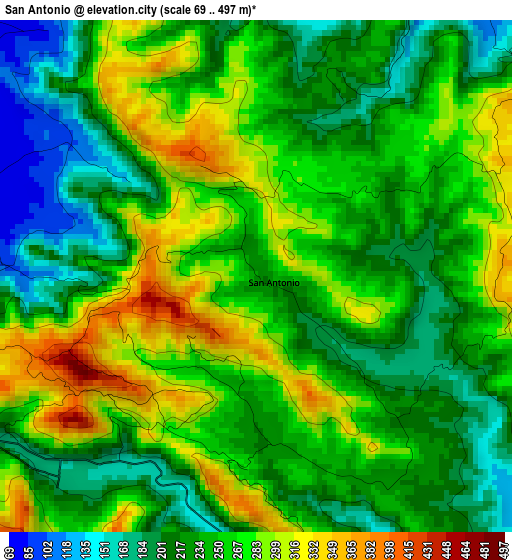 San Antonio elevation map