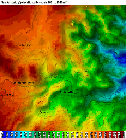 San Antonio elevation map