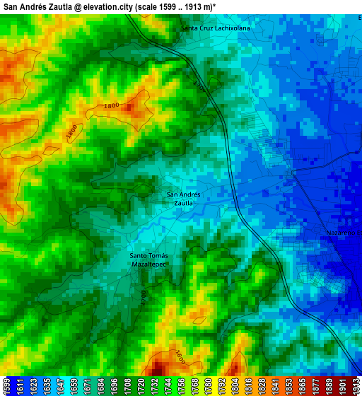 San Andrés Zautla elevation map