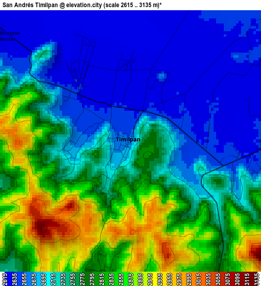 San Andrés Timilpan elevation map