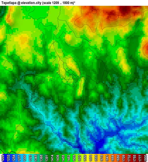 Tepetlapa elevation map