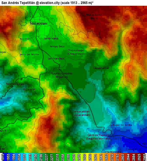 San Andrés Tepetitlán elevation map