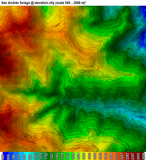 San Andrés Solaga elevation map