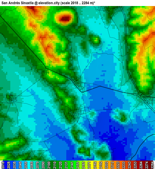 San Andrés Sinaxtla elevation map