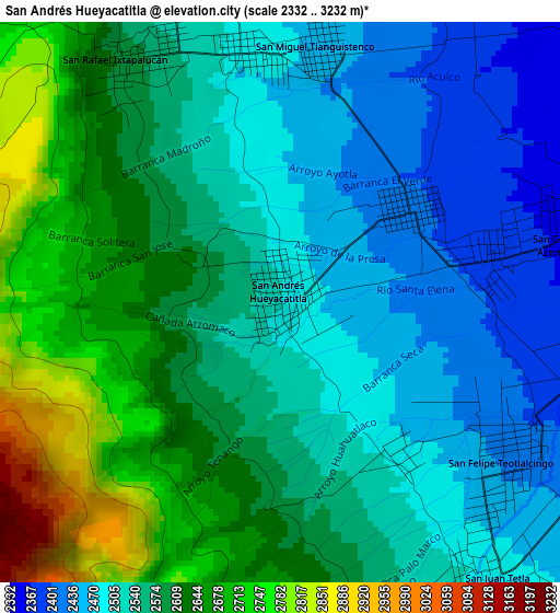 San Andrés Hueyacatitla elevation map