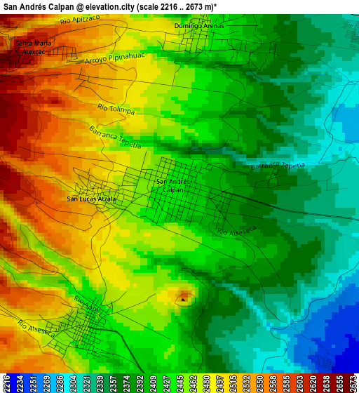 San Andrés Calpan elevation map