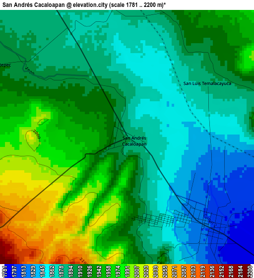 San Andrés Cacaloapan elevation map