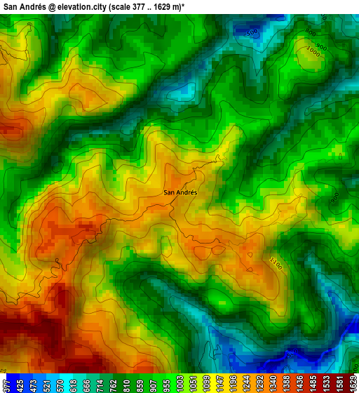 San Andrés elevation map