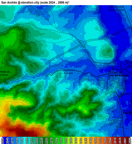 San Andrés elevation map