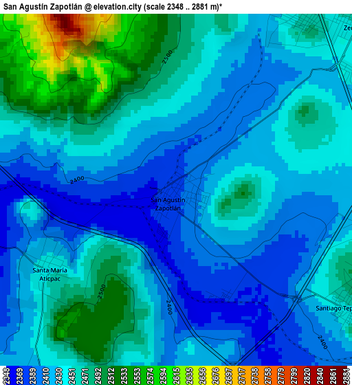 San Agustín Zapotlán elevation map