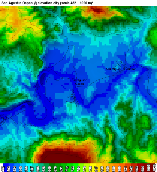 San Agustín Oapan elevation map