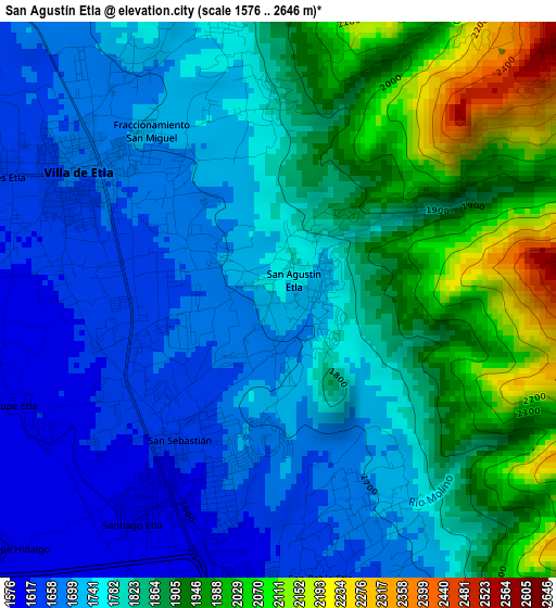 San Agustín Etla elevation map