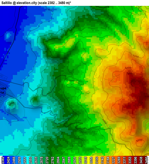 Saltillo elevation map