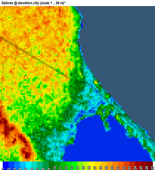 Salinas elevation map