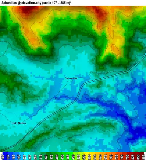 Sabanillas elevation map